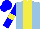 Silk - light blue, yellow stripe, yellow armbands on blue sleeves, blue cap