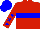 Silk - Red body, blue hoop, red arms, blue stars, blue cap