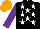 Silk - Black, white stars, purple sleeves, orange cap