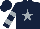 Silk - Dark blue, silver star, silver bars on sleeves, dark blue cap