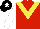 Silk - Red body, yellow chevron, white arms, black cap, white star