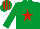 Silk - Emerald green, red star, striped cap