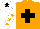 Silk - Orange body, black cross, white arms, orange stars, white cap, black star