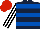 Silk - Dark blue, royal blue hoops, white and black striped sleeves, red cap