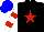 Silk - Black, red star, red bars on white sleeves, blue cap