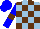 Silk - Light blue and brown blocks, brown hoop on blue sleeves, blue cap