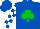 Silk - Royal blue, green shamrock, royal blue blocks on white sleeves, royal blue cap