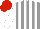 Silk - Grey and white stripes, white sleeves, red cap