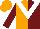 Silk - Orange, burgundy halved, white chevron, burgundy sleeves,