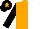 Silk - Orange & white halved, black sleeves, black cap, orange star