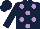 Silk - Dark blue, mauve spots