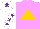 Silk - Lilac, gold triangle, white sleeves, purple stars, white cap, purple star