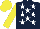 Silk - Dark blue, white stars, yellow sleeves & cap