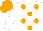 Silk - White, orange dots, orange cap