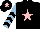 Silk - Black, pink star, light blue and black chevrons on sleeves, black cap, pink star