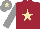 Silk - Maroon, beige star, grey sleeves, grey cap, beige star