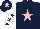 Silk - Dark blue, pink star, white sleeves, dark blue stars, dark blue cap, pink star