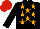 Silk - Black, orange stars, red cap