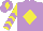 Silk - Mauve, yellow diamond, yellow and mauve chevrons on sleeves, mauve cap, yellow diamond