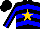 Silk - Black, blue chevrons, gold star, blue stripe on sleeves