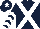 Silk - Dark blue, white cross sashes, white chevrons on sleeves, white star on cap