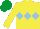 Silk - Yellow, light blue triple diamond, emerald green cap