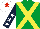 Silk - Emerald green, yellow cross belts, dark blue sleeves, white stars, white cap, red star