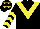 Silk - Black, yellow chevron, yellow chevrons on sleeves, black cap, yellow stars