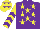 Silk - Purple, yellow stars, yellow and purple chevrons on sleeves, yellow cap, purple stars