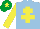 Silk - Light blue, yellow cross of lorraine & sleeves, emerald green cap, yellow star