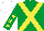 Silk - EMERALD GREEN, YELLOW cross belts, EMERALD GREEN sleeves, YELLOW stars, WHITE cap