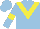 Silk - Light blue, yellow chevron, yellow band on sleeves, light blue cap