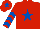 Silk - Red, royal blue star, royal blue chevrons on sleeves, royal blue star on cap