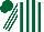 Silk - White, dark green stripes on body and sleeves, dark green cap