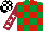 Silk - Emerald green & red check, maroon sleeves, white stars, black & white check cap