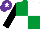 Silk - Emerald green & white quartered, black sleeves, purple cap, white star