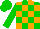 Silk - Green & orange blocks,  green cap