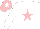 Silk - White, pink star, pink cap, white star