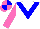 Silk - White body, blue chevron, rose arms, rose cap, blue quartered