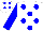 Silk - white , blue dots, sleeves and cap