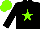 Silk - Black,  neon green star, neon green cap