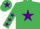 Silk - Emerald Green, Purple star, Emerald Green sleeves, Purple stars, Emerald Green cap, Purple star