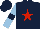 Silk - dark blue, red star, dark blue armbands on light blue sleeves