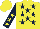 Silk - Yellow, dark blue stars, dark blue sleeves, yellow stars and cap