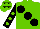 Silk - Light green, large black spots, black sleeves, light green spots, light green cap, black stars