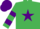 Silk - Emerald Green, Purple star, hooped sleeves, Purple cap