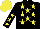 Silk - Black, yellow stars, yellow stars on sleeves, yellow cap