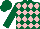 Silk - Dark green and pink diamonds, dark green sleeves and cap