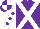 Silk - Purple, white cross belts, purple dots on white sleeves, purple and white quartered cap