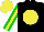 Silk - Black, yellow ball, yellow stripe on green sleeves, yellow cap